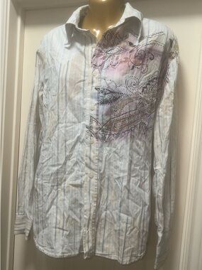 Iceberg White Dress Shirt with Pink and Blue Floral Print (Bin 6-46)